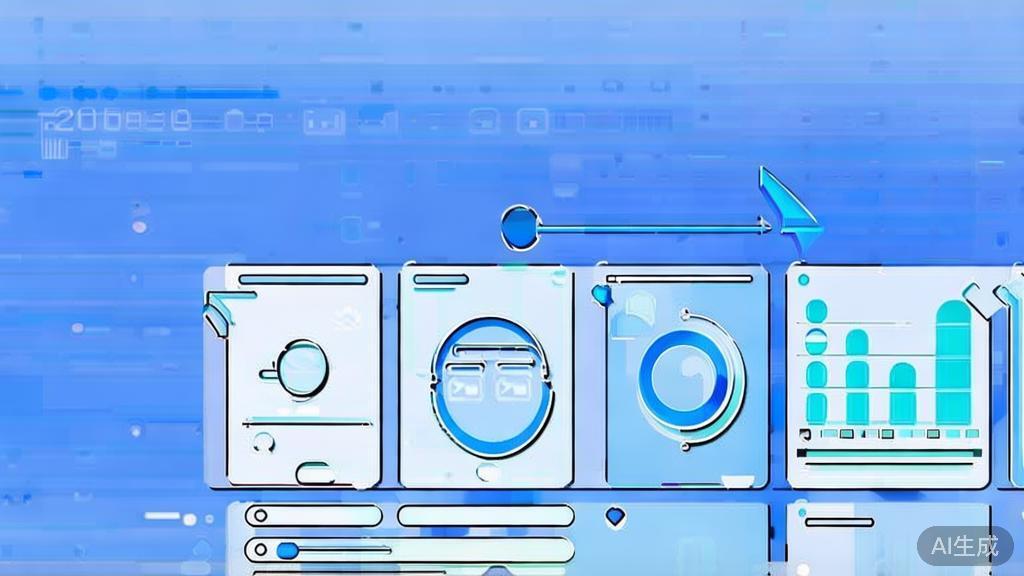 Flat vector illustration of data import process, dashboard style, soft blue gradient