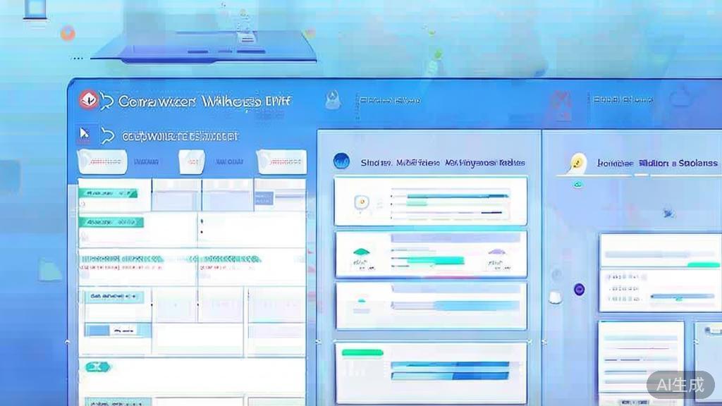 Flat vector illustration of software features comparison, dashboard style, soft blue gradient