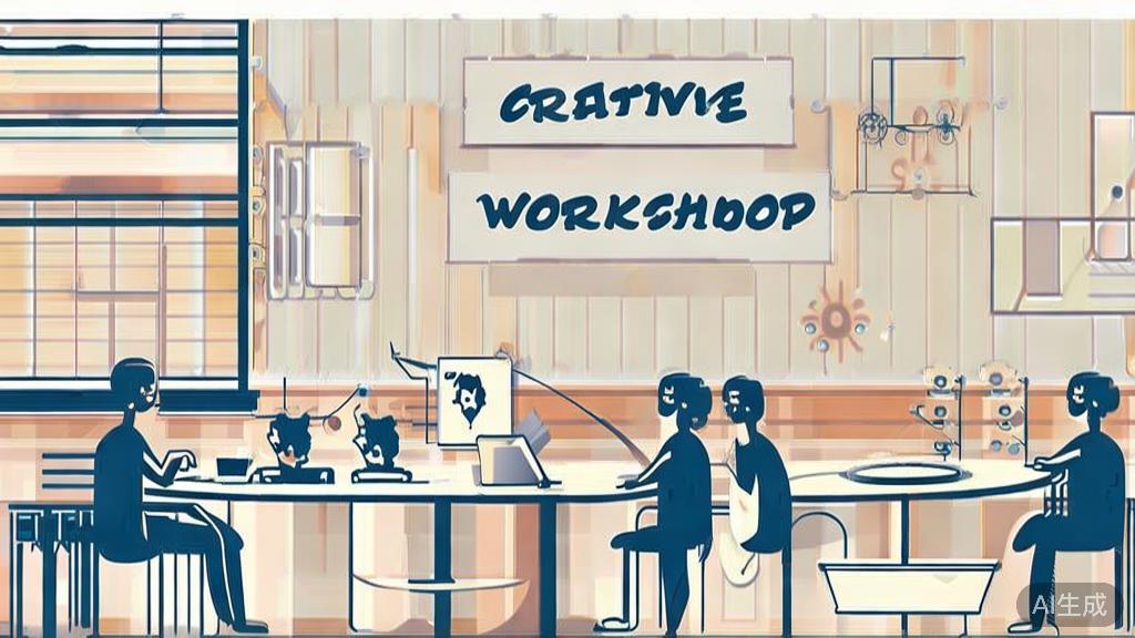 High-quality illustration of a creative writing workshop, minimal flat design