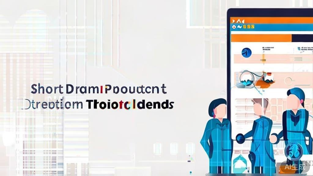 High-quality business illustration regarding the future trends in short drama production, minimal flat design