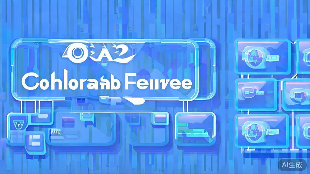 "Flat vector illustration of collaboration features in SORA 2, dashboard style, soft blue gradient"