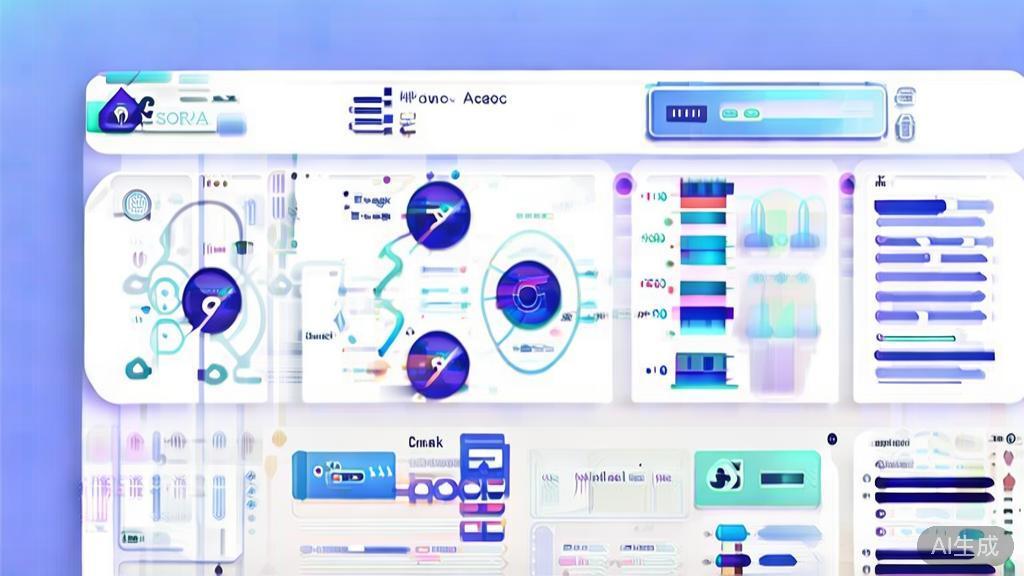 Flat vector illustration of audience feedback analysis regarding SORA 2, dashboard style, soft blue gradient