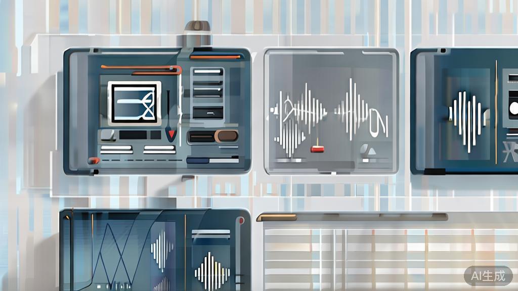 "High-quality business illustration regarding audio and video editing, minimal flat design"