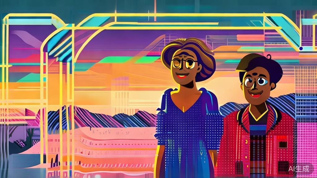 Illustration of a scene from an AI-generated short drama emphasizing emotional depth, colorful flat design