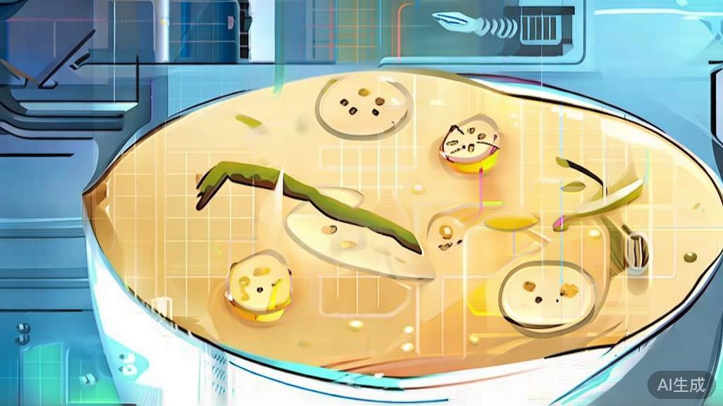 Flat vector illustration of banana oatmeal, dashboard style, soft blue gradient