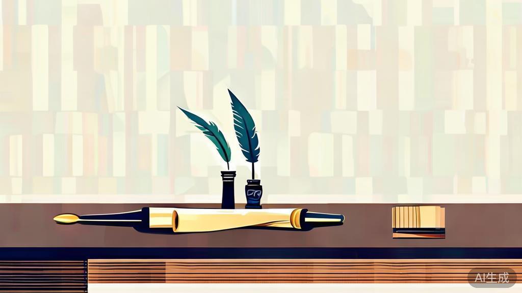 "High-quality business illustration regarding traditional scriptwriting tools, minimal flat design"