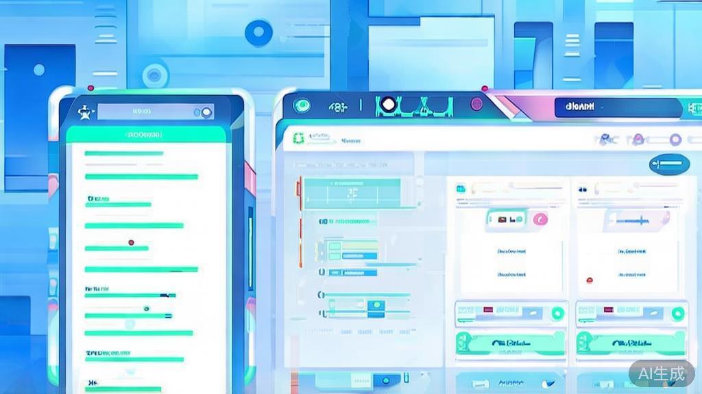 Flat vector illustration of nanobanana platform, dashboard style, soft blue gradient