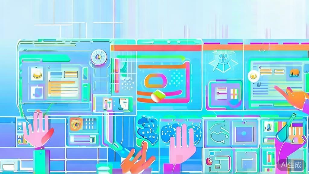 "Flat vector illustration of collaboration in creative projects, dashboard style, soft blue gradient"