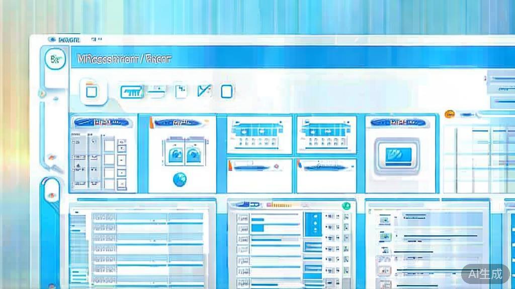 Flat vector illustration of project management tools, dashboard style, soft blue gradient