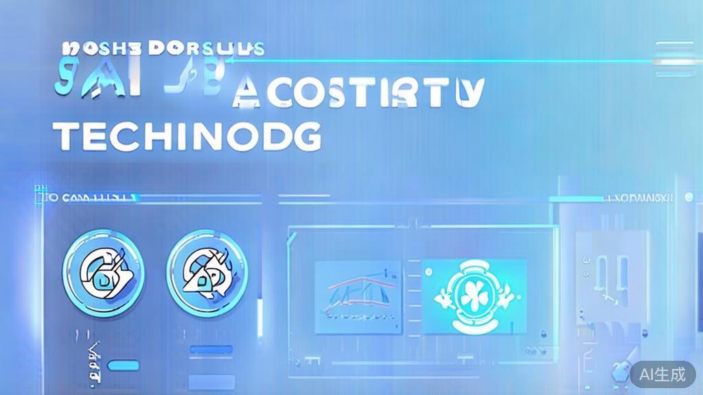 Flat vector illustration of AI technology trends, dashboard style, soft blue gradient