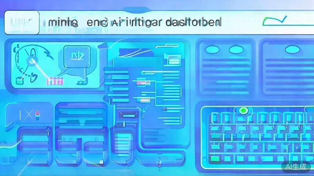 Flat vector illustration of AI writing tools, dashboard style, soft blue gradient