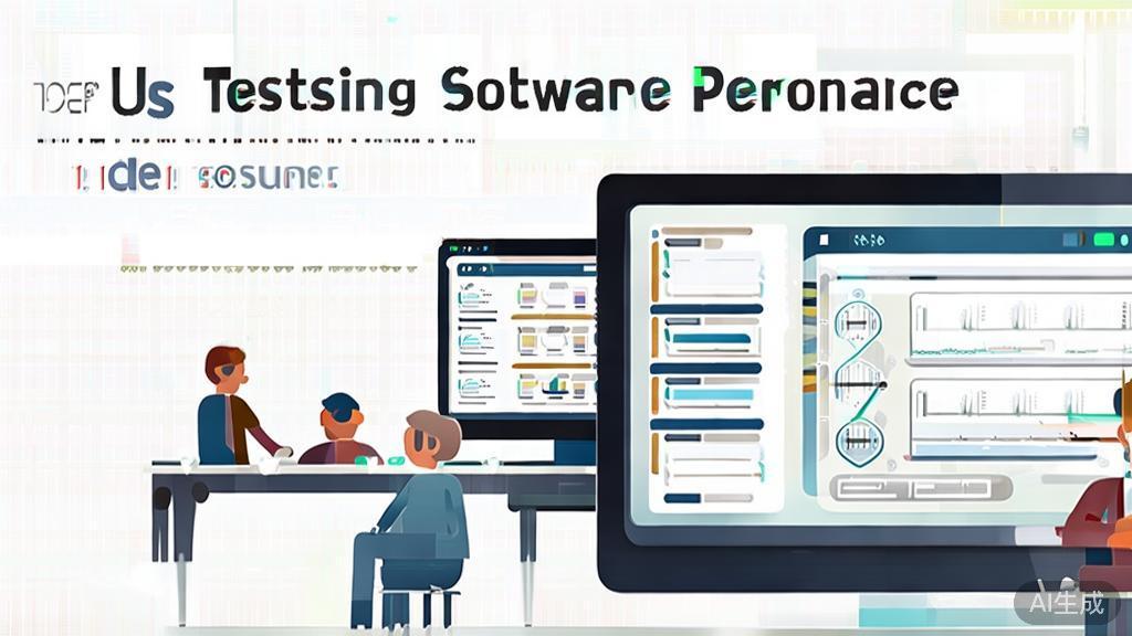 "High-quality illustration of user testing software performance, minimalist design"