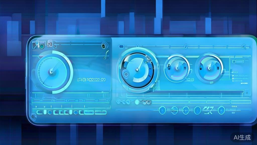 Flat vector illustration of system monitoring, dashboard style, soft blue gradient