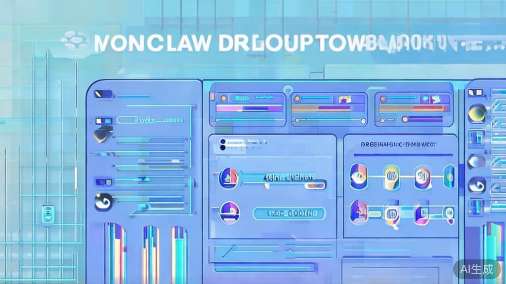 Flat vector illustration of future technology trends in OpenClaw deployment, dashboard style, soft blue gradient