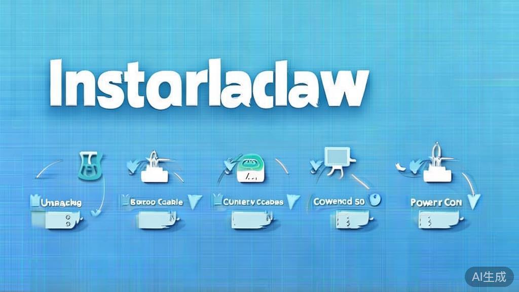 Flat vector illustration of installation process for OpenClaw, dashboard style, soft blue gradient