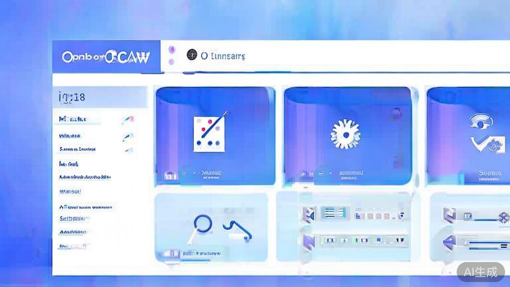 Flat vector illustration of troubleshooting OpenClaw issues, dashboard style, soft blue gradient