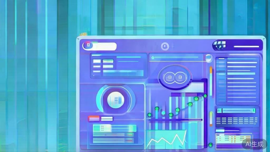 Flat vector illustration of data storage evaluation, dashboard style, soft blue gradient