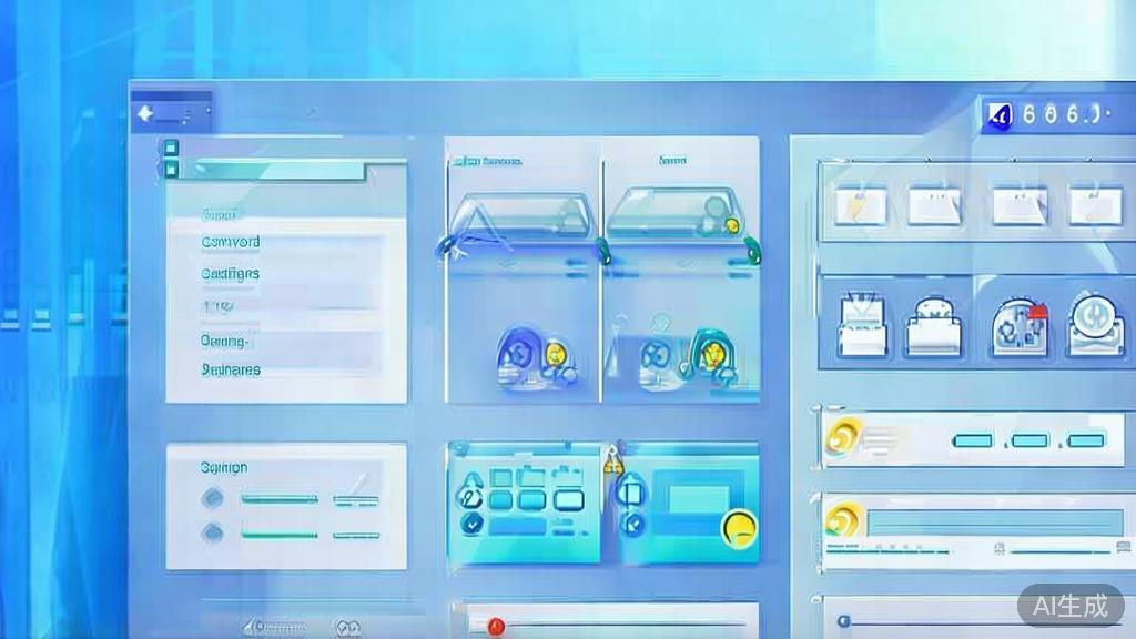 Flat vector illustration of application configuration, dashboard style, soft blue gradient