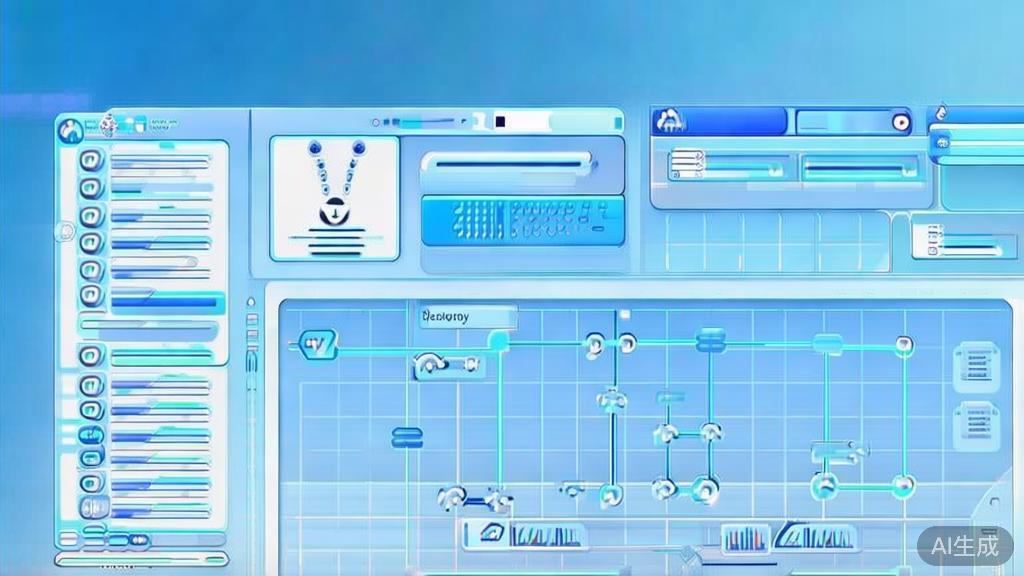Flat vector illustration of data security in local deployment, dashboard style, soft blue gradient