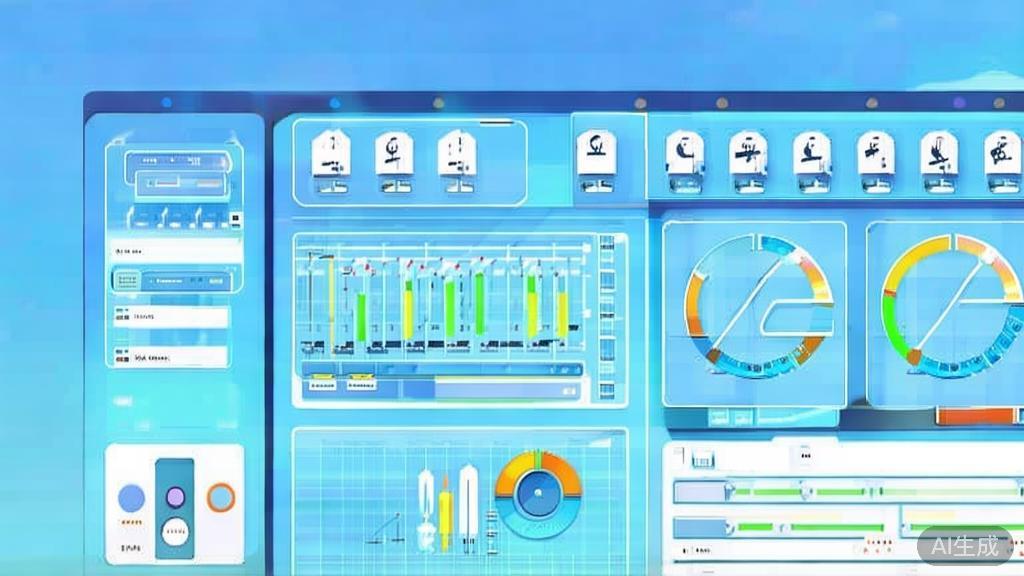 Flat vector illustration of employee training and performance improvement, dashboard style, soft blue gradient