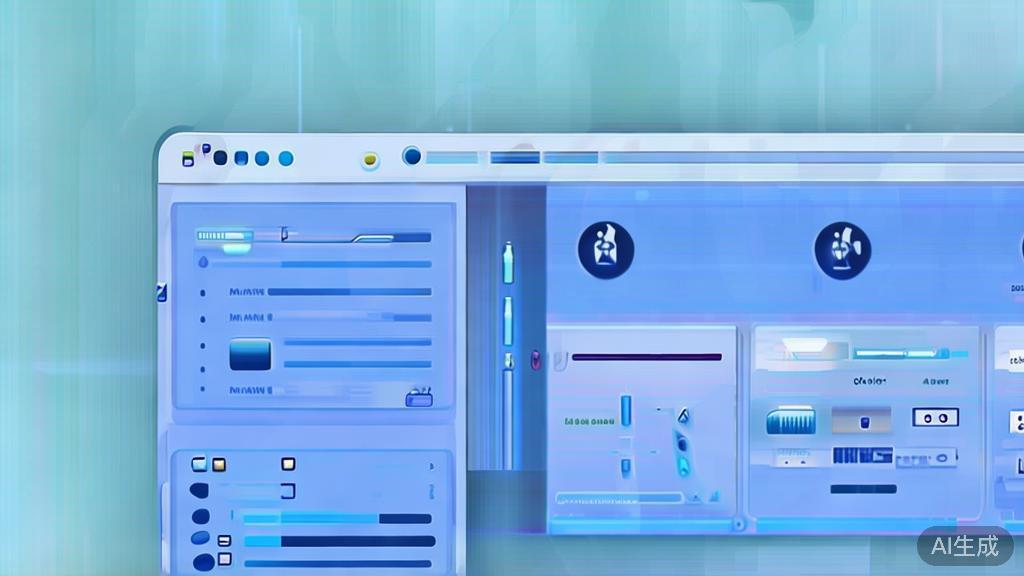 Flat vector illustration of software updates and maintenance, dashboard style, soft blue gradient