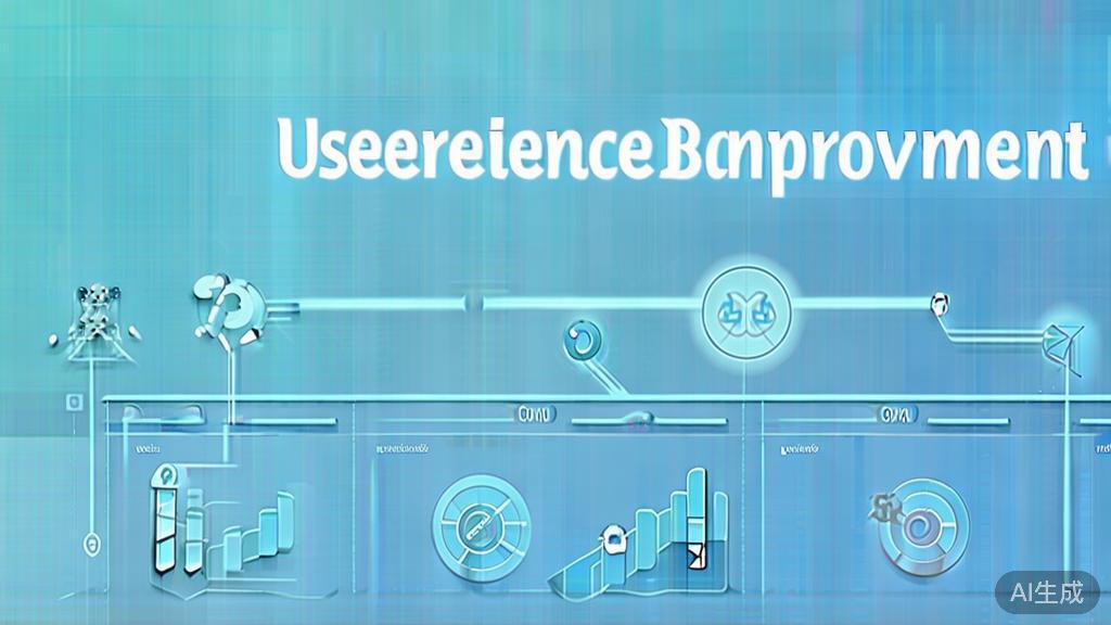 Flat vector illustration of user experience improvement, dashboard style, soft blue gradient