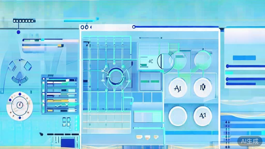 Flat vector illustration of competitive environment in AI market, dashboard style, soft blue gradient