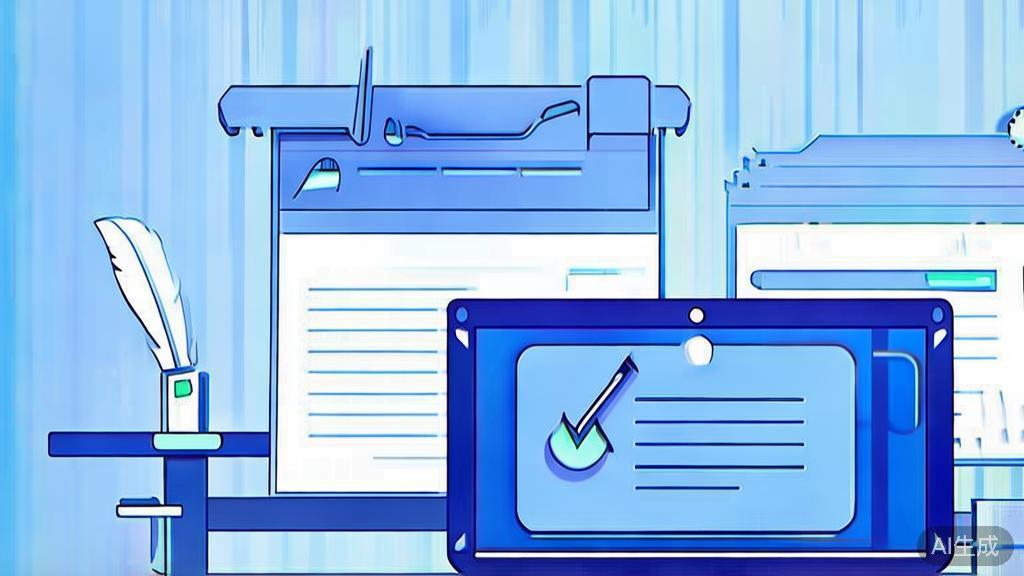 Flat vector illustration of writing process, dashboard style, soft blue gradient