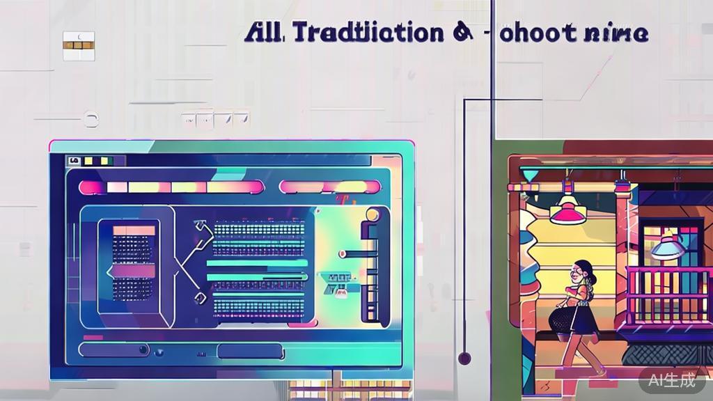 High-quality business illustration regarding comparison of AI and traditional short drama, minimal flat design