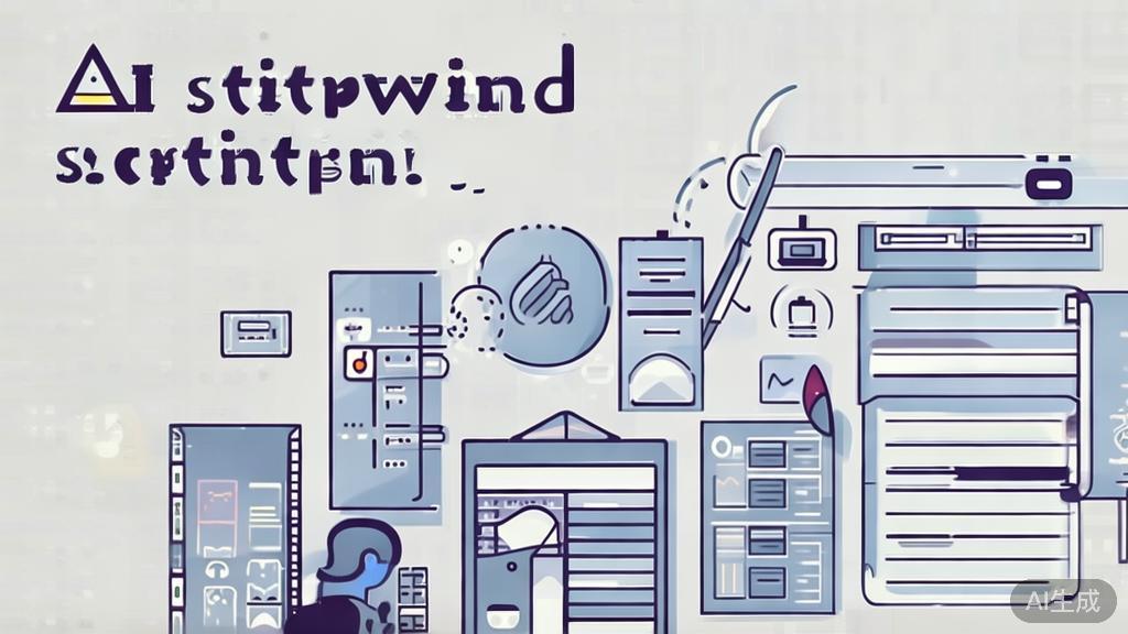 High-quality business illustration regarding AI in scriptwriting, minimal flat design