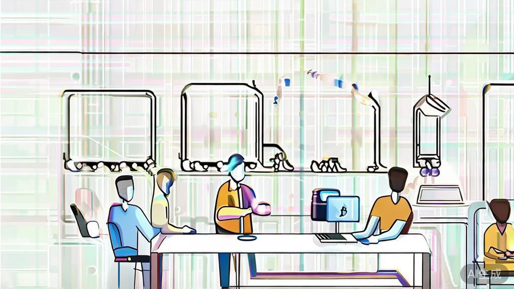 High-quality business illustration regarding team collaboration in production, minimal flat design