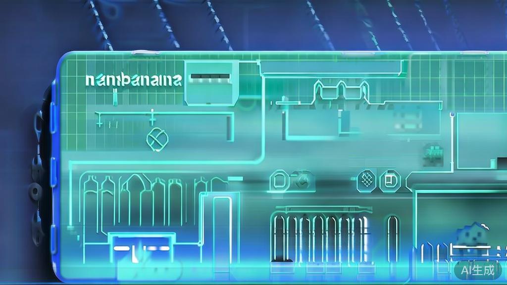 Flat vector illustration of nanobanana pro interface, dashboard style, soft blue gradient