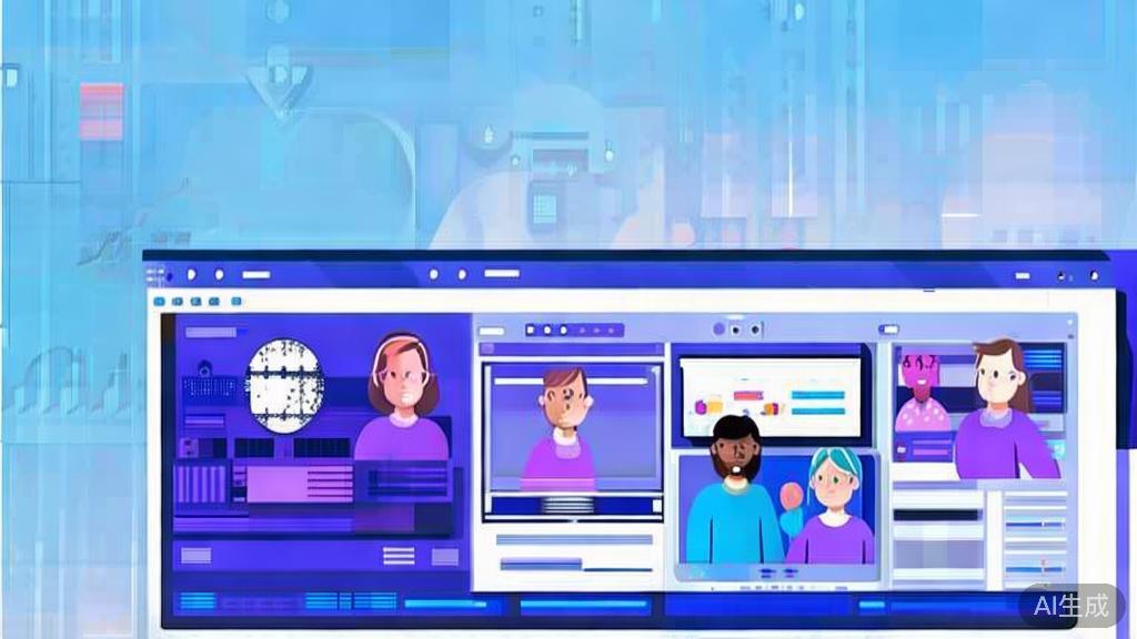 Flat vector illustration of team collaboration in video editing, dashboard style, soft blue gradient