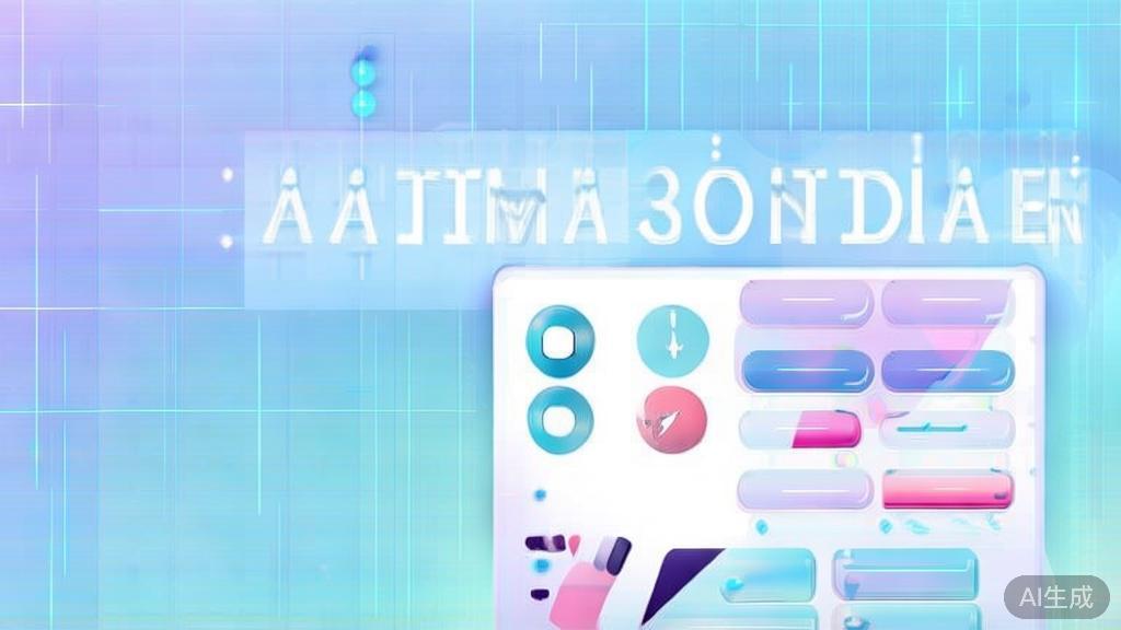 Flat vector illustration of user experience in mobile animation software, soft blue gradient