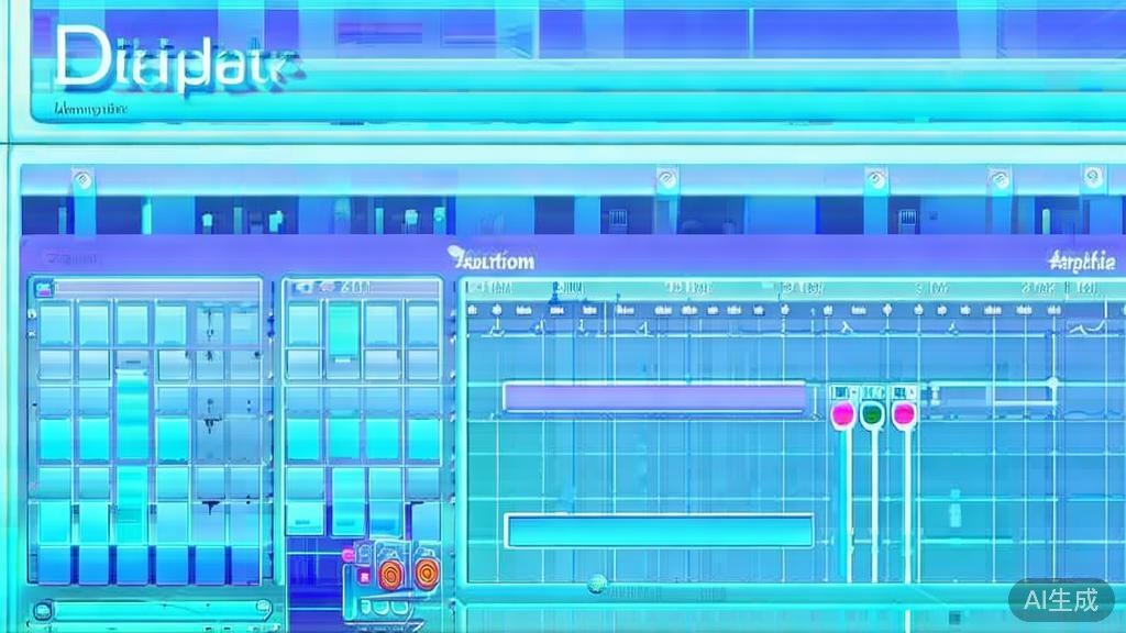 Flat vector illustration of animation software features, dashboard style, soft blue gradient