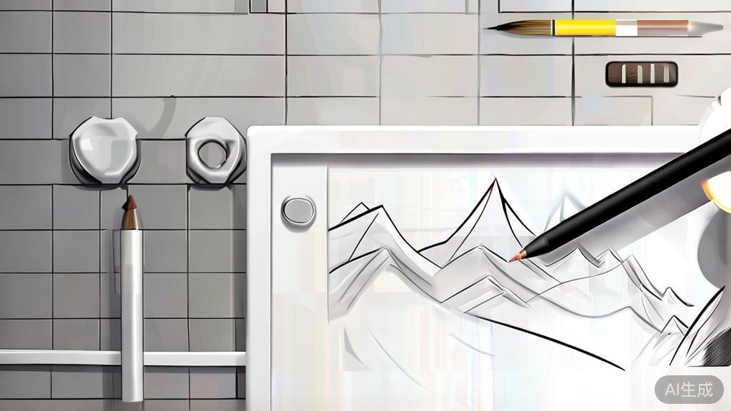 High-quality illustration of digital artwork creation process, minimalist style