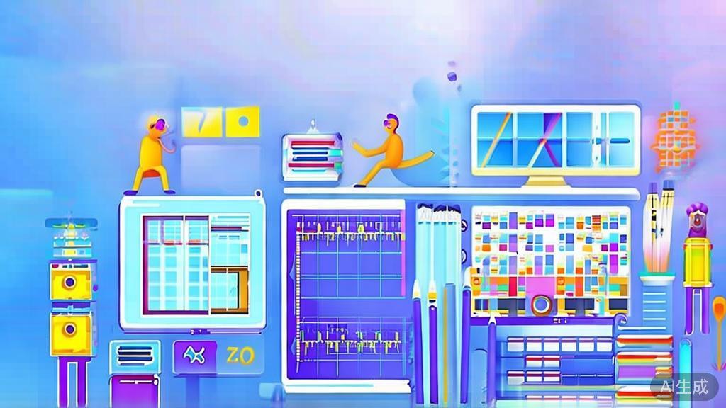 Flat vector illustration of teamwork in animation production, dashboard style, soft blue gradient