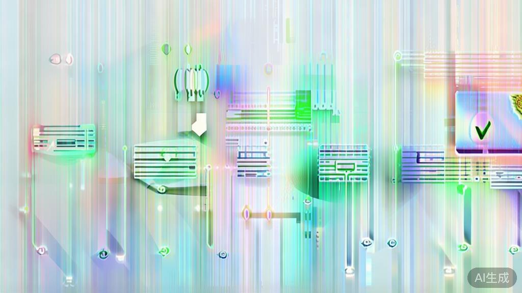 High-quality business illustration regarding automated editing technology, minimal flat design