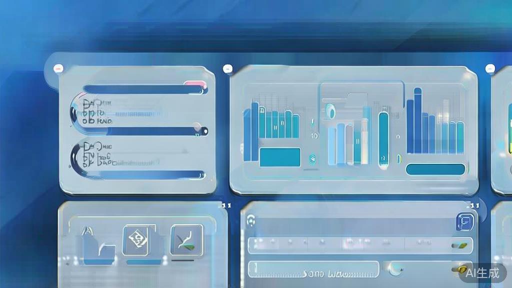 Flat vector illustration of B software, dashboard style, soft blue gradient