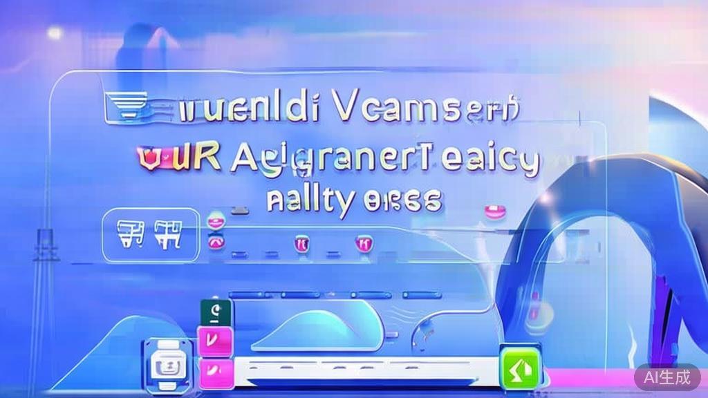 Flat vector illustration of VR and AR technology in animation, dashboard style, soft blue gradient