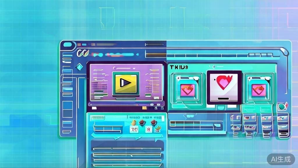 Flat vector illustration of video trends and hot topics engagement, dashboard style, soft blue gradient