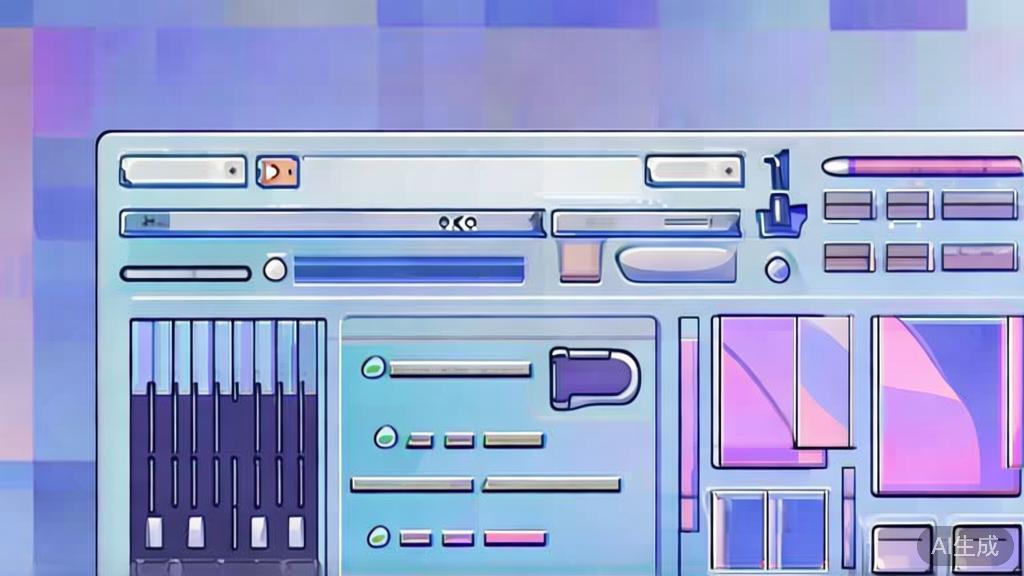 Flat vector illustration of AI painting tools, dashboard style, soft blue gradient