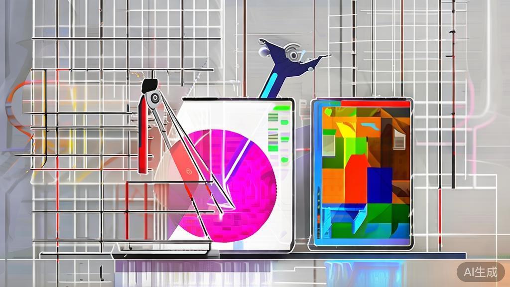 High-quality business illustration regarding creativity in AI painting, minimal flat design