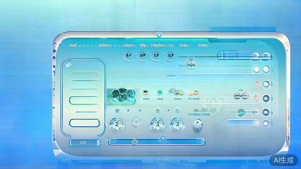 Flat vector illustration of Artbreeder interface, dashboard style, soft blue gradient