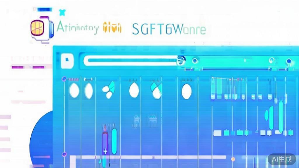 Flat vector illustration of animation software interface, dashboard style, soft blue gradient
