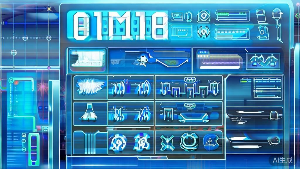 "Flat vector illustration of future trends in anime industry with AI, dashboard style, soft blue gradient"