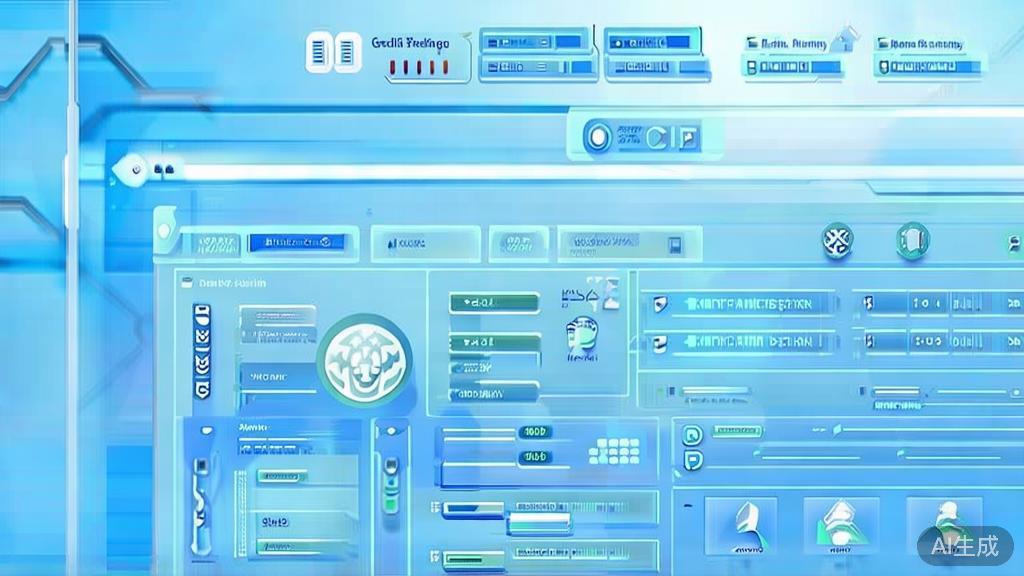Flat vector illustration of future trends in AI anime production, dashboard style, soft blue gradient
