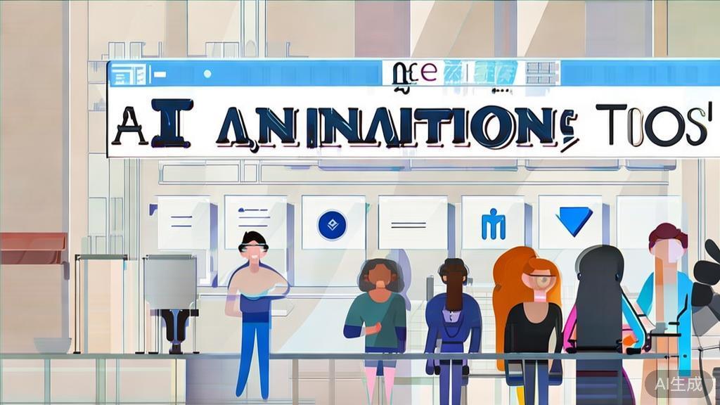High-quality business illustration regarding choosing AI animation tools, minimal flat design