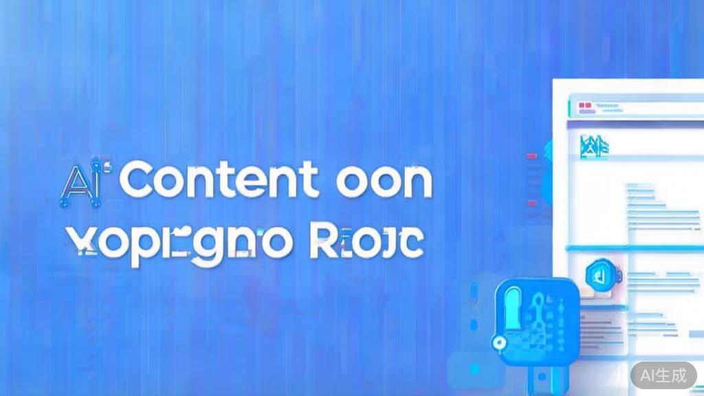 Flat vector illustration of AI内容版权问题, dashboard style, soft blue gradient