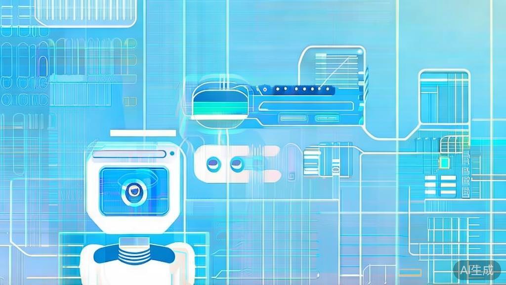 Flat vector illustration of AI in educational animation, dashboard style, soft blue gradient